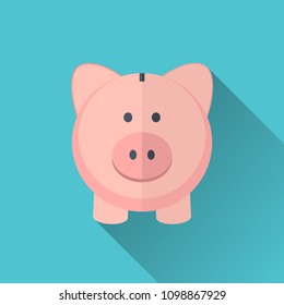 Piggy bank flat design, saving money concept