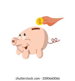 diseño plano de banco piggy con ilustración vectorial