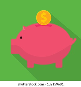 Piggy Bank Flat Icon