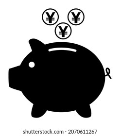 Piggy bank flat icon, sign vector with yuan web symbol. Money income, economic graphic button .
