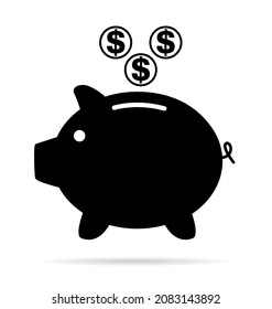 Piggy bank flat icon, sign vector with dollar web symbol. Money income, economic graphic button .