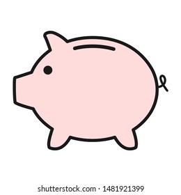 Piggy bank flat icon vector with no symbol. Money income