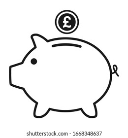 Piggy bank flat icon vector with pound symbol. Money income