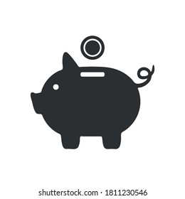 Piggy bank flat icon vector