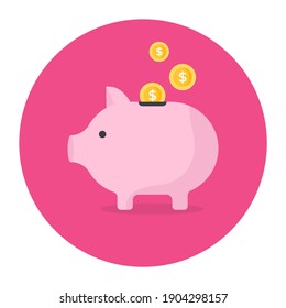 
Piggy bank in flat style, savings or accumulation of money 