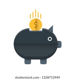 Piggy bank flat vector icon.