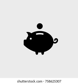 Piggy bank flat vector icon