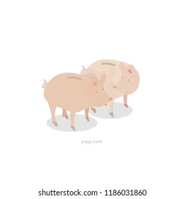piggy bank flat,vector object