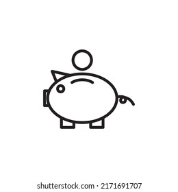 Banco Piggy. Iconos vectoriales totalmente personalizables en estilo de contorno