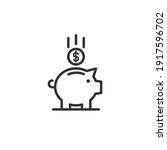 Piggy bank. Fully scalable icon in outline style. Vector.
