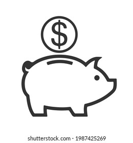 Piggy Bank. Fully scalable vector icon in outline style.