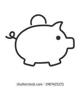 Piggy Bank. Vollständig skalierbares Vektorsymbol im Rahmenstil.