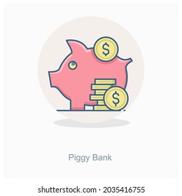 Piggy Bank or Funds Icon Concept
