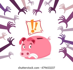 piggy bank get panic because of various threat