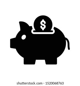 piggy bank glyph flat vector icon