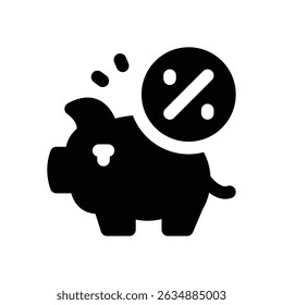 piggy bank glyph icon. Strong and solid vector icon for websites, mobile interfaces, presentations, and visual branding. High quality and easy to edit.
