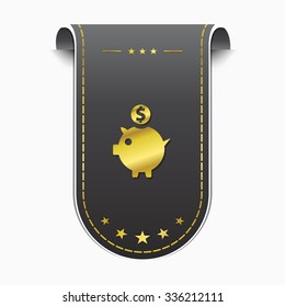 Piggy Bank golden Vector Icon Design