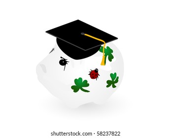 Piggy bank with the graduation hat