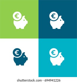 Piggy bank green and blue material color minimal icon or logo design