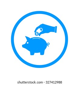 piggy bank and hand with coin black icon.vector illustration