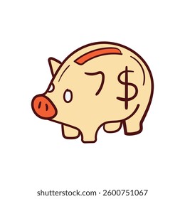 Piggy Bank hand draw doodle Vector icon