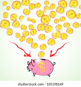 Piggy bank. Hand drawn sketch illustration isolated on white background