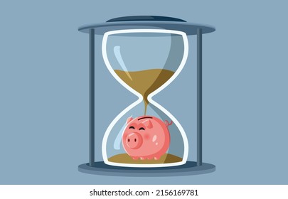 
Piggy Bank in an Hourglass Time is Money Conceptual Vector Illustration  Retirement plan saving money for the future concept drawing

