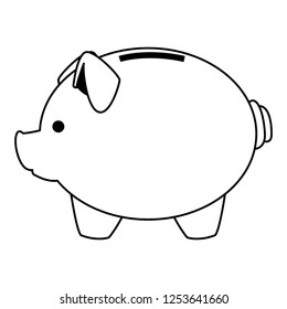 Continuous Line Drawing Piggy Bank One Stock Vector (Royalty Free ...