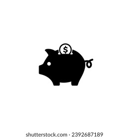piggy bank icon balck on white background.