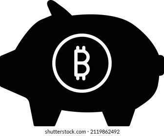 Piggy Bank Icon. Bitcoin and Cryptocurrency Sign and Symbol.