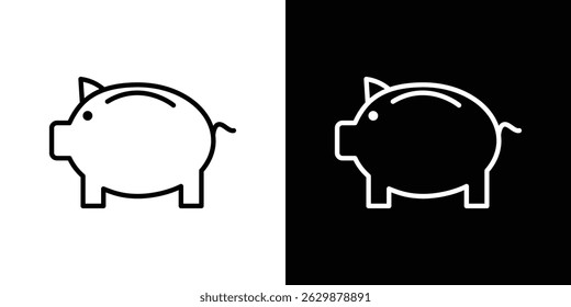 Piggy bank icon in black vector format