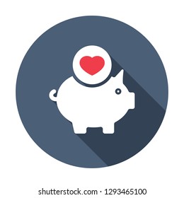 Piggy bank icon, business icon with heart sign. Piggy bank icon and favorite, like, love, care symbol. Vector illustration