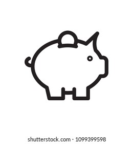 Piggy bank icon, business icon. Outline bold, thick line style, 4px strokes rounder edges. Vector illustration