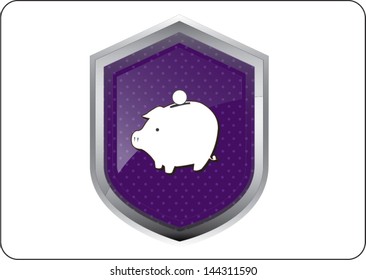 piggy bank icon button on white background