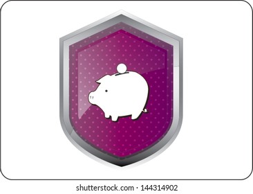 piggy bank icon button on white background