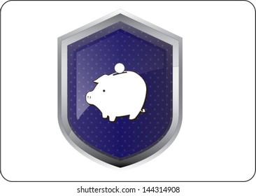 piggy bank icon button on white background