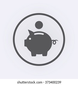 Piggy bank icon in circle . Vector illustration