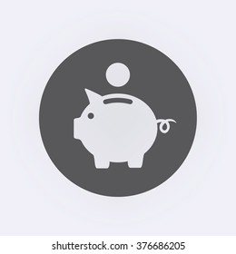 Piggy bank icon in circle . Vector illustration