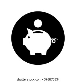 Piggy bank icon in circle . Vector illustration