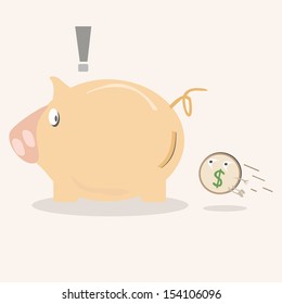 piggy bank icon with coin