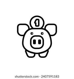 piggy bank icon with coin symbol, made in line style.