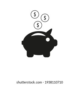 Piggy Bank Icon With Coins. Piggy Bank In The Form Of A Pig. Vector Illustration