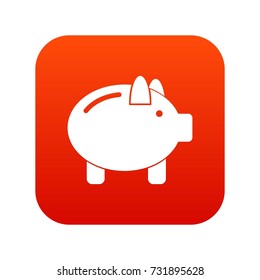 Piggy bank icon digital red for any design isolated on white vector illustration