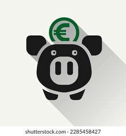 piggy bank, icon with dollar sign currency symbol, made in flat syle.