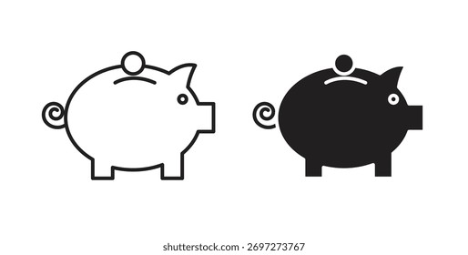 Icono de hucha con trazo editable y paquete de Vector plano
