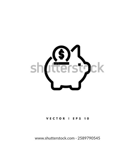 Piggy Bank Icon. Editable Stroke