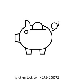piggy bank icon  in flat black line style, isolated on white background 