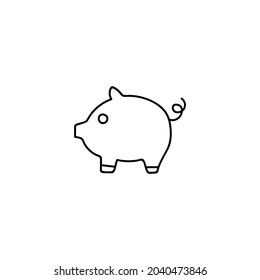 piggy bank icon  in flat black line style, isolated on white background 