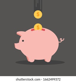 Piggy bank icon. Flat design vector illustration.