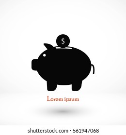 piggy bank icon, flat design best vector icon